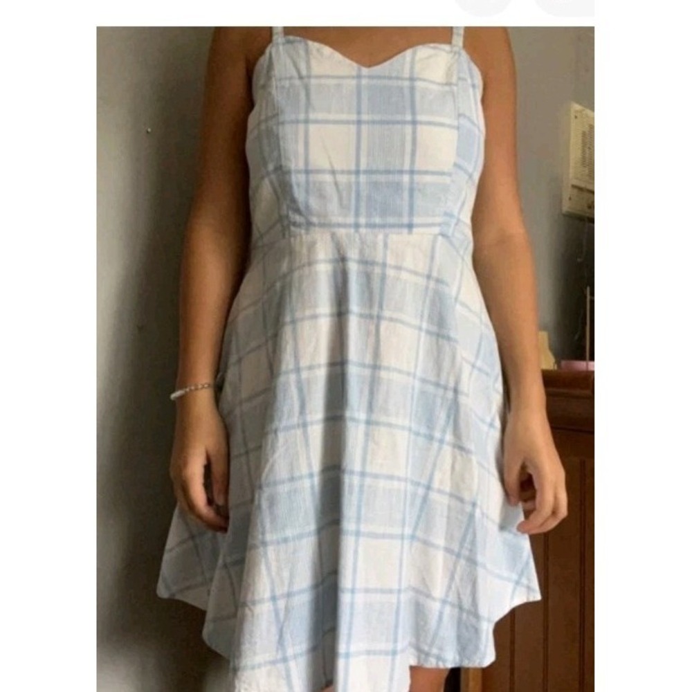 Y2k Plaid Summer Sun Dress Size XL Arizona Jean‎ Blue White Country Farm Cottage